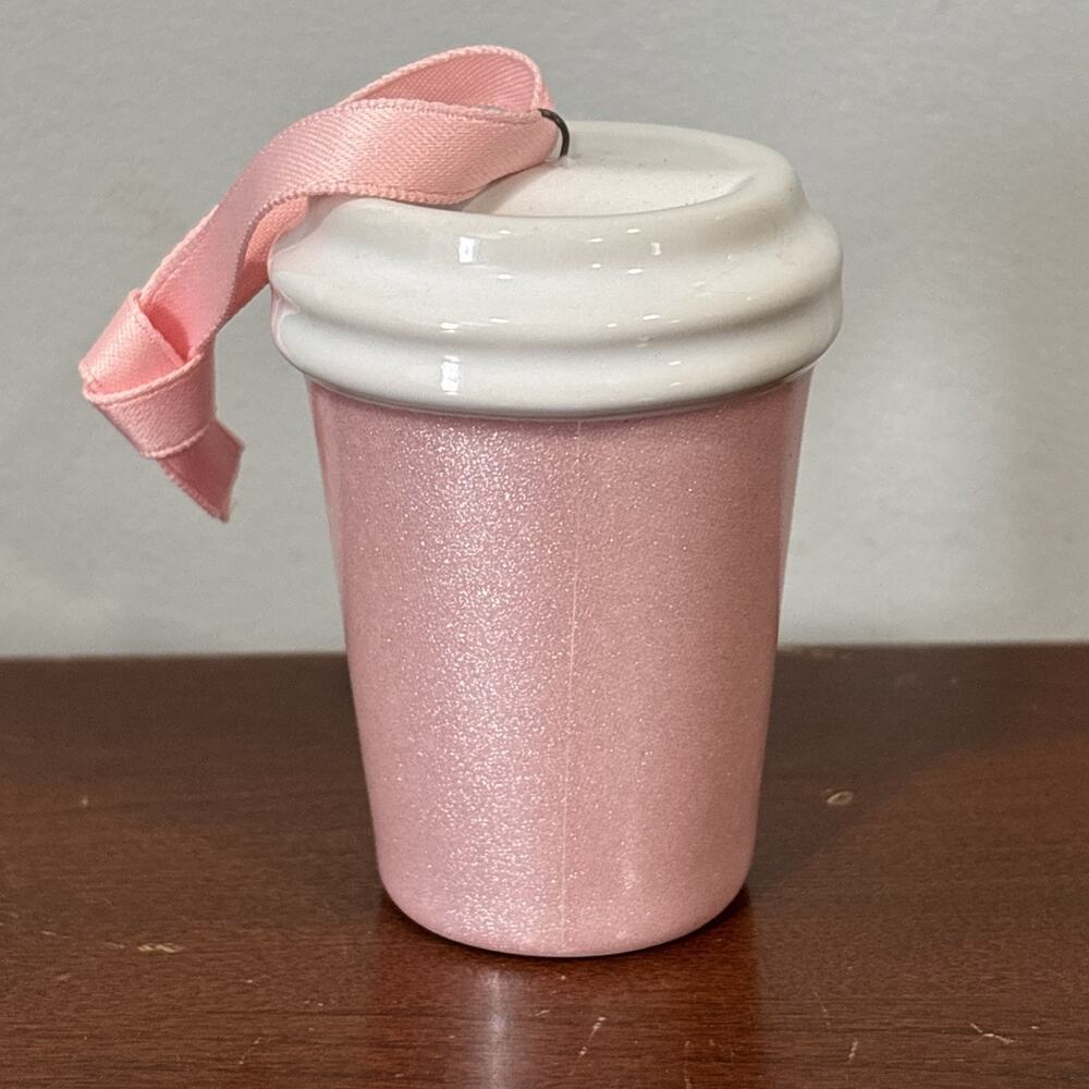 Starbucks Christmas Holiday 2020 Pink Glitter Cup Tree Ornament 2.5” - Picture 3 of 5